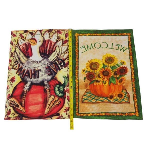 Thanksgiving and Fall Welcome Pumpkin and Sunflowers Garden Flags - Picture 4 of 4